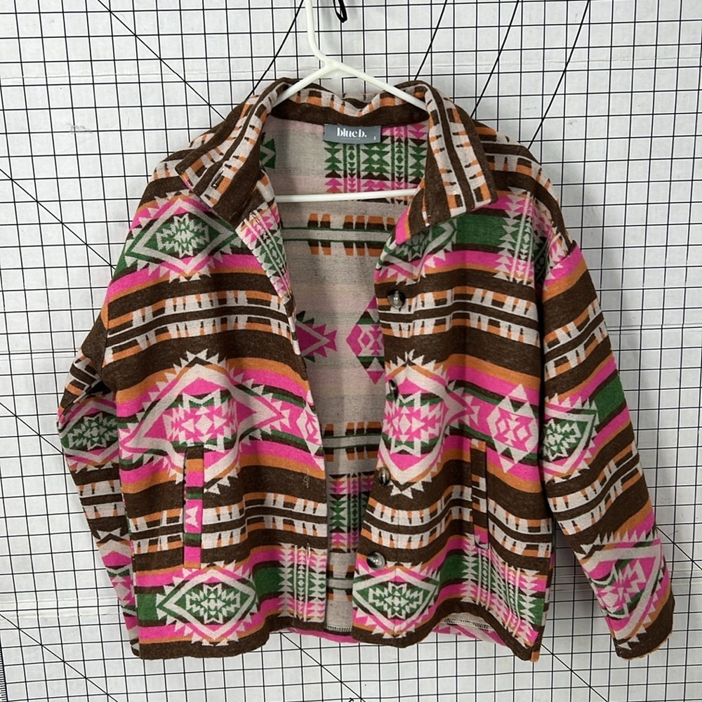 Blueb Colorful Aztec Printed Button Front Oversiz… - image 3